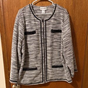 C.D. Daniels Women's Black and White Tweed Blazer 3X Glitter Threads Unlined